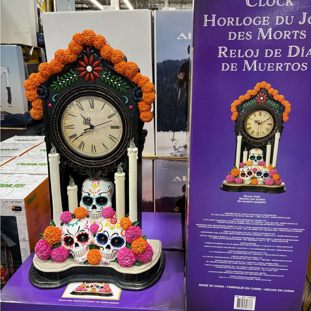 NEW Day of The Dead Clock with Lights